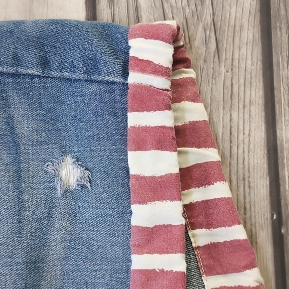 Lincoln Outfitters Distressed Stars and Stripes Denim Jean Shorts Sz 10 - Picture 3 of 5